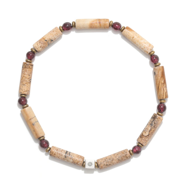 Natural Landscape Jasper and Garnet Bracelet – ‘The Braveheart’