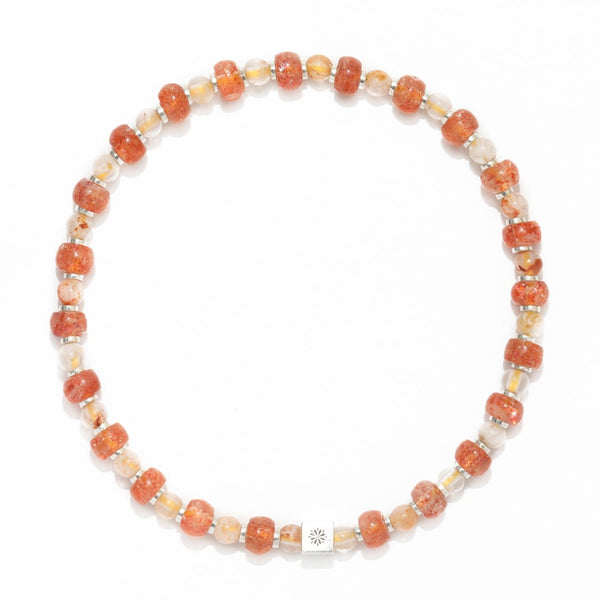 Natural Arusha Sunstone and Snowflake Rutilated Crystal Bracelet – ‘Right a Wrong’