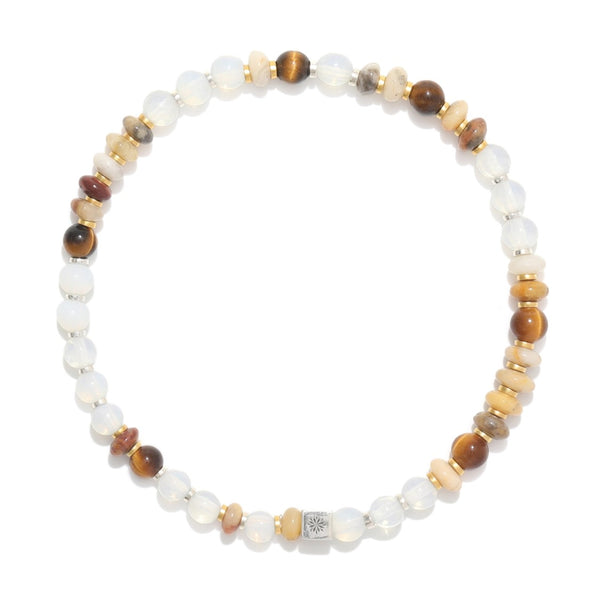 Natural Tiger-eye, Opal and Crazy Lace Agate Bracelet – ‘Fountain of Ideas’