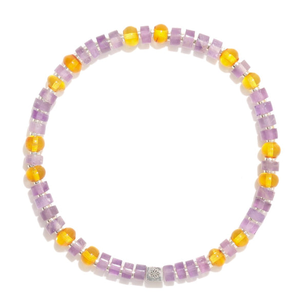 Natural Amethyst and Yellow Amber Bracelet – ‘The Talent Emergence’