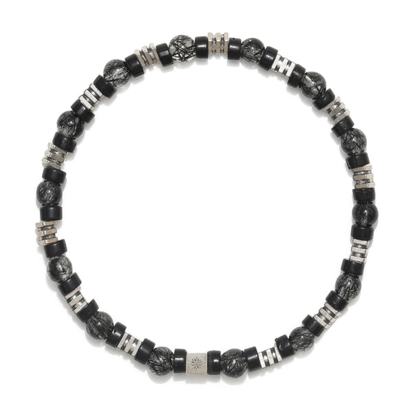 Natural Black Rutilated Crystal and Coconut Pedicle Bracelet – ‘The Real Leader’