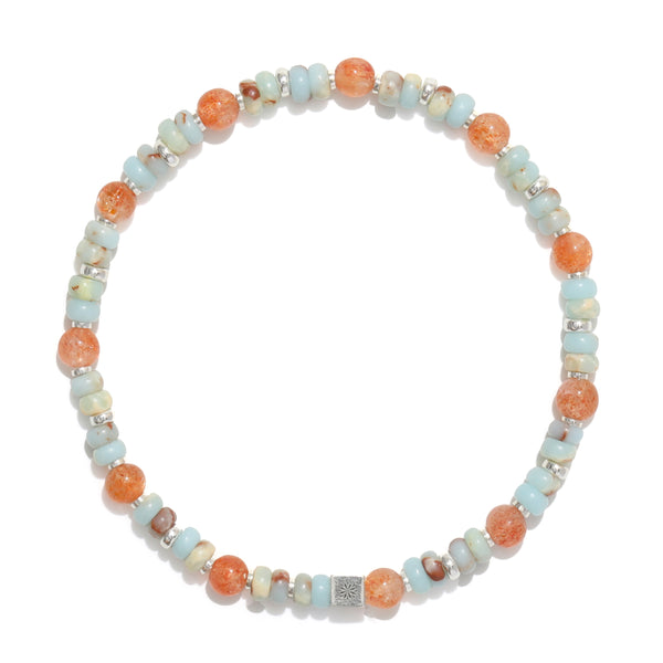 Natural Golden Sunstone and Shoushan Stone Bracelet – ‘The Sunbathing’