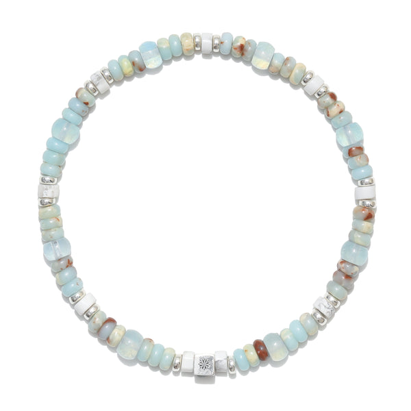 Natural Aquamarine, Shoushan Stone and White Turquoise Bracelet – ‘The Quiet Lake’