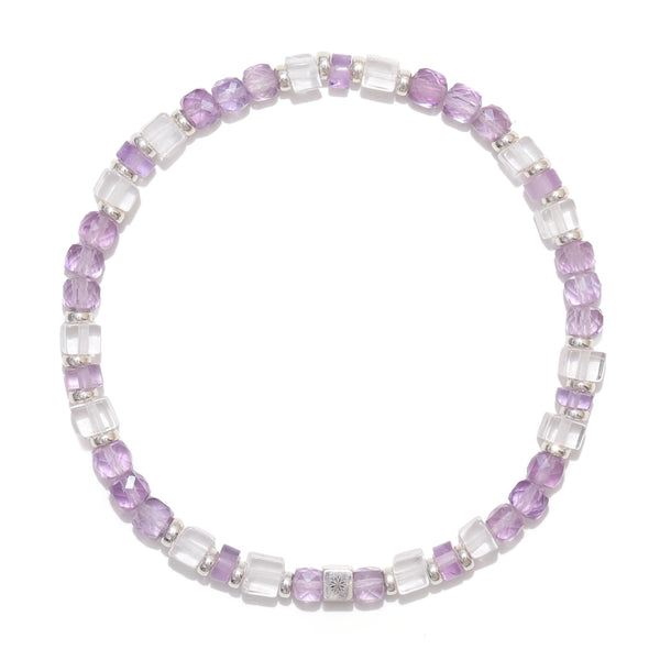 Natural Amethyst and Clear Crystal Bracelet – ‘The Enlightener’