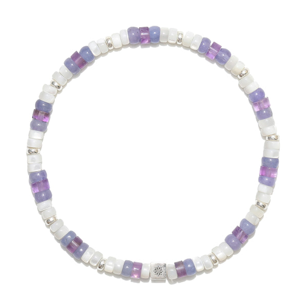 Natural Amethyst, Tanzanite and Shell Bracelet – ‘The Self-help’