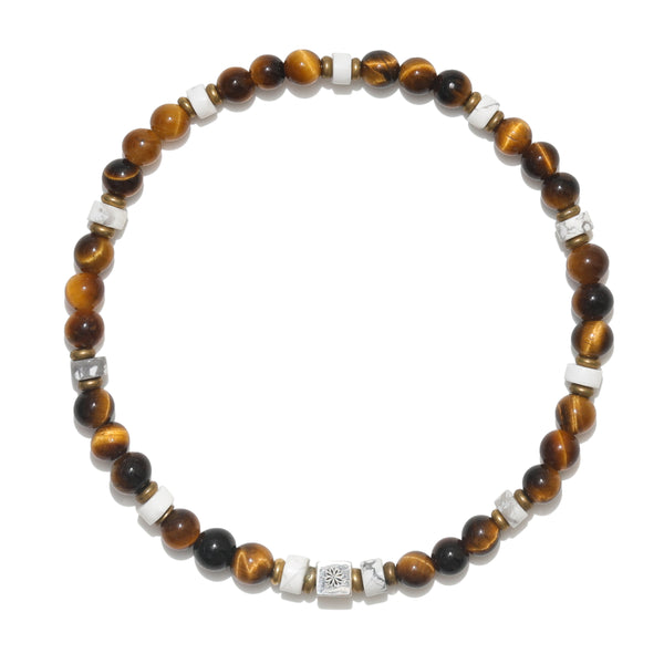 Natural Tiger-eye and White Turquoise Gemstone Bracelet – ‘The White Tiger’